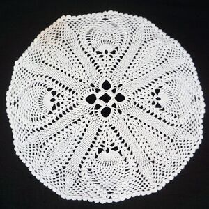 Small Crocheted Doily White 13" Diameter Handmade FLAW